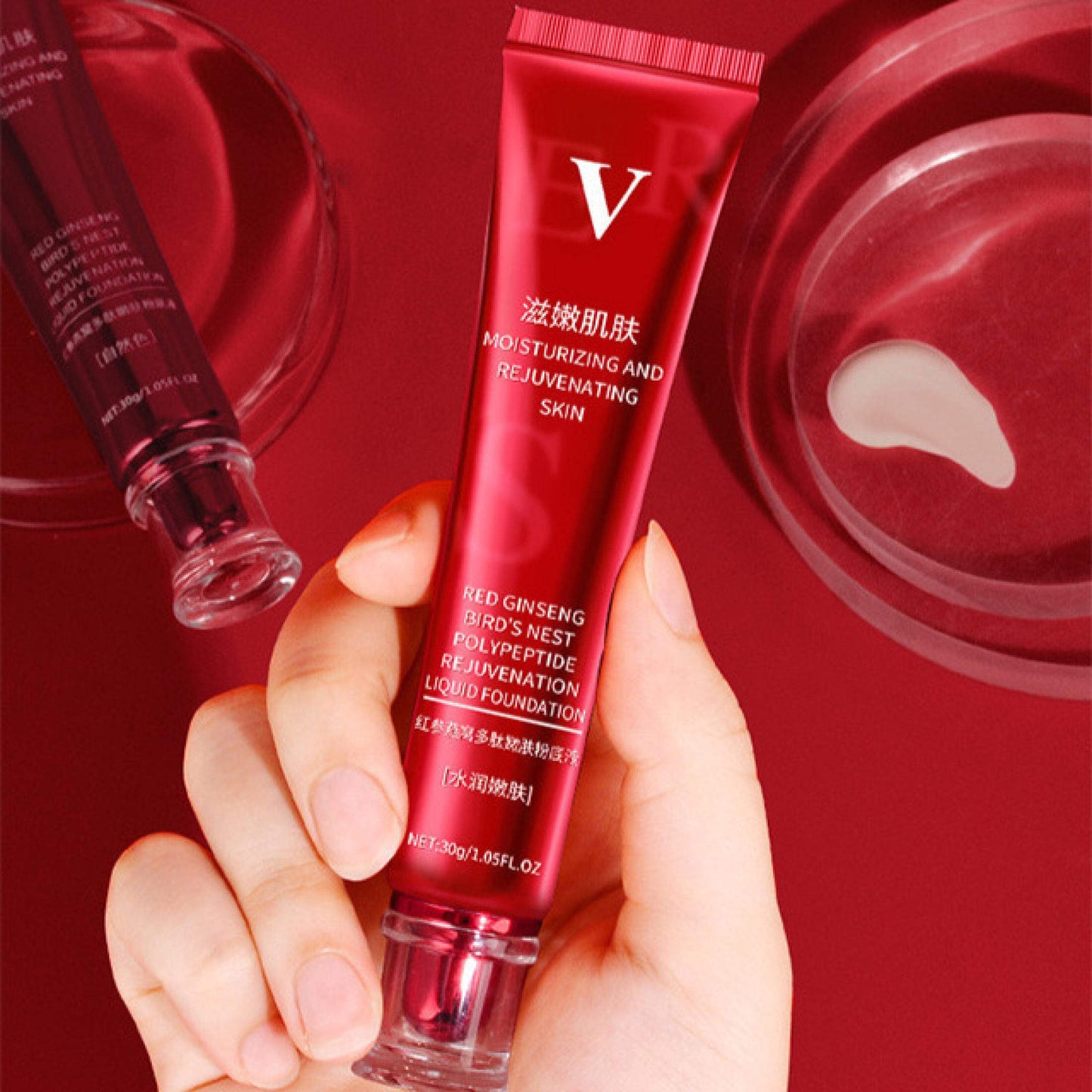 Red Ginseng Bird's Nest Polypeptide Foundation Liquid Oil Control Waterproof Makeup-free BB Cream